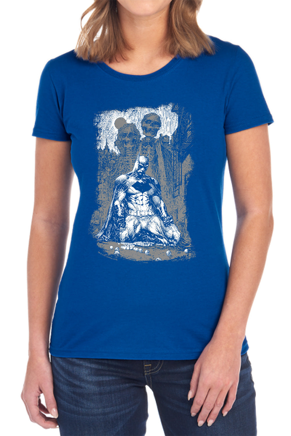 Batman Comics Sketchy Shadows Women's 18/1 Cotton Short-Sleeve T-Shirt