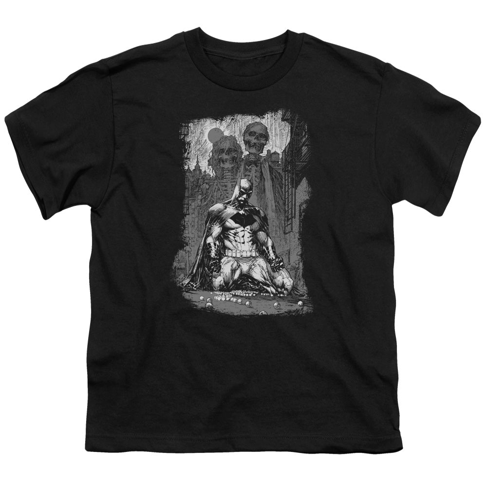 Batman Comics Sketchy Shadows Youth 18/1 100% Cotton Short-Sleeve T-Shirt