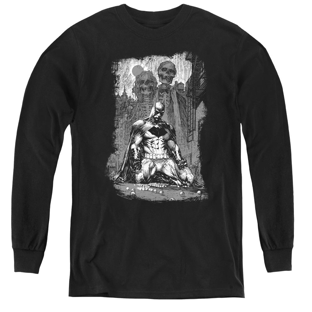 Batman Comics Sketchy Shadows Youth Long-Sleeve T-Shirt