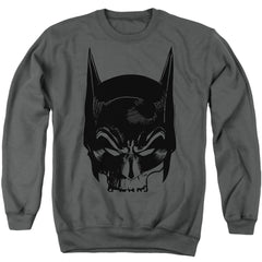 Batman Comics Skull On Gray Men's Crewneck 50 50 Poly Long-Sleeve T-Shirt