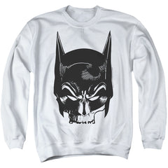 Batman Comics Skull On White Men's Crewneck 50 50 Poly Long-Sleeve T-Shirt