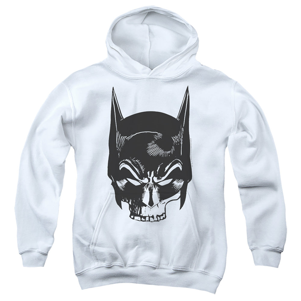 Batman Comics Skull On White Youth Cotton Poly Pull-Over Hoodie