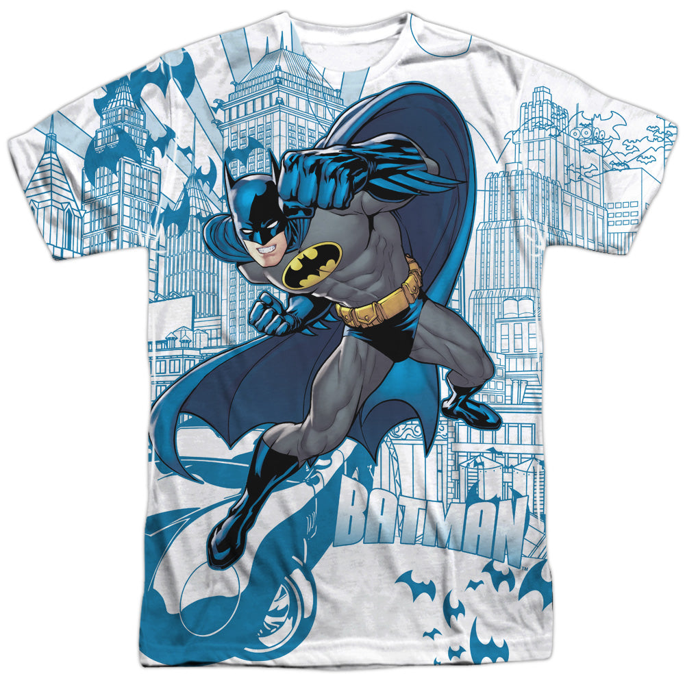 Batman Comics Skyline All Over Men's Regular Fit Polyester Short-Sleeve T-Shirt