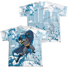 Batman Comics Skyline All Over Youth Regular Fit Poly Short-Sleeve T-Shirt