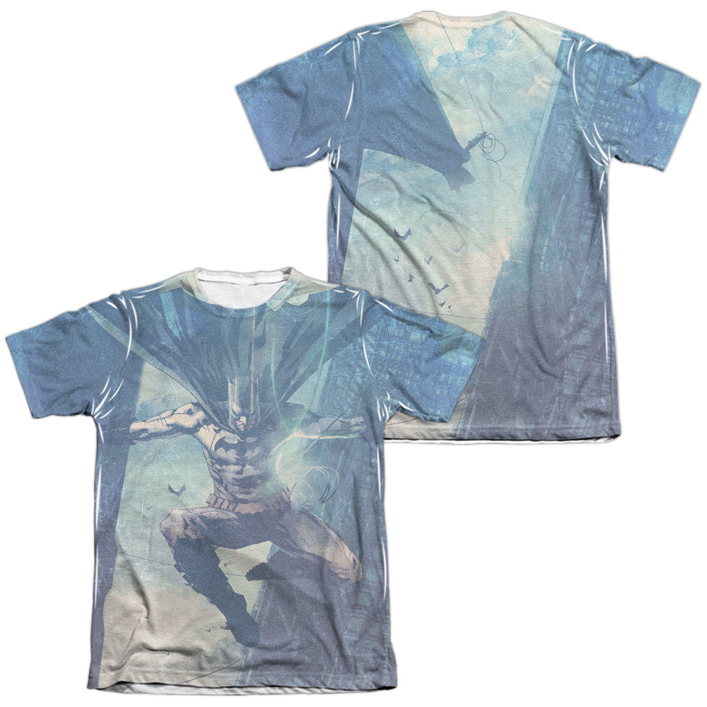 Batman Comics Skyscrapers (Front/Back Print) Men's Regular Fit Poly Cotton Short-Sleeve T-Shirt
