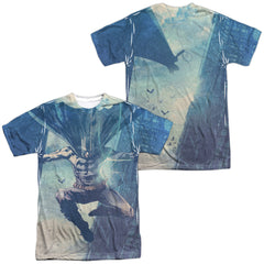 Batman Comics Skyscrapers (Front/Back Print) Men's Regular Fit Polyester Short-Sleeve T-Shirt