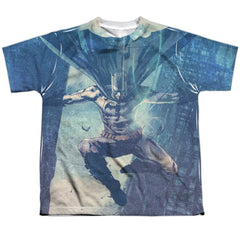 Batman Comics Skyscrapers Youth Regular Fit Poly Short-Sleeve T-Shirt