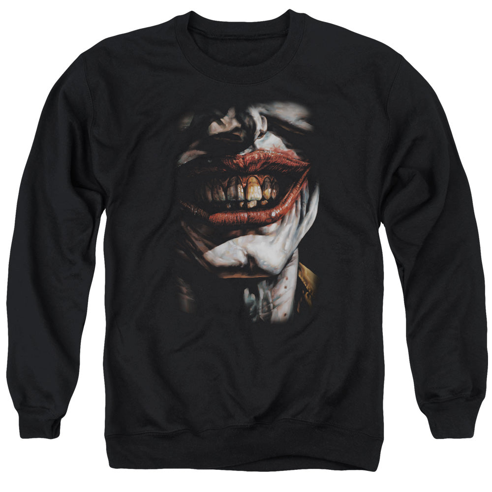 Batman Comics Smile Of Evil Men's Crewneck 50 50 Poly Long-Sleeve T-Shirt