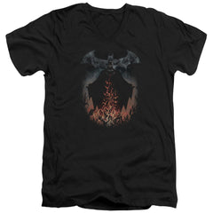 Batman Comics Smoke & Fire Men's 30/1 Cotton Slim V-Neck T-Shirt