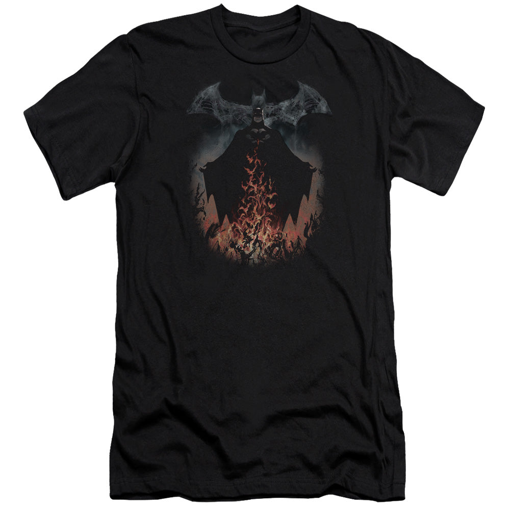 Batman Comics Smoke & Fire Men's Ultra-Soft 30/1 Cotton Slim Short-Sleeve T-Shirt