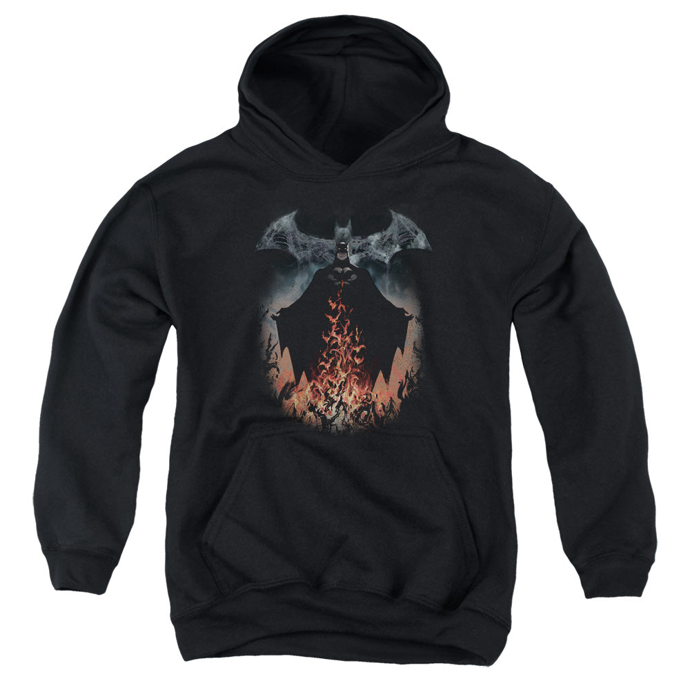 Batman Comics Smoke & Fire Youth Cotton Poly Pull-Over Hoodie