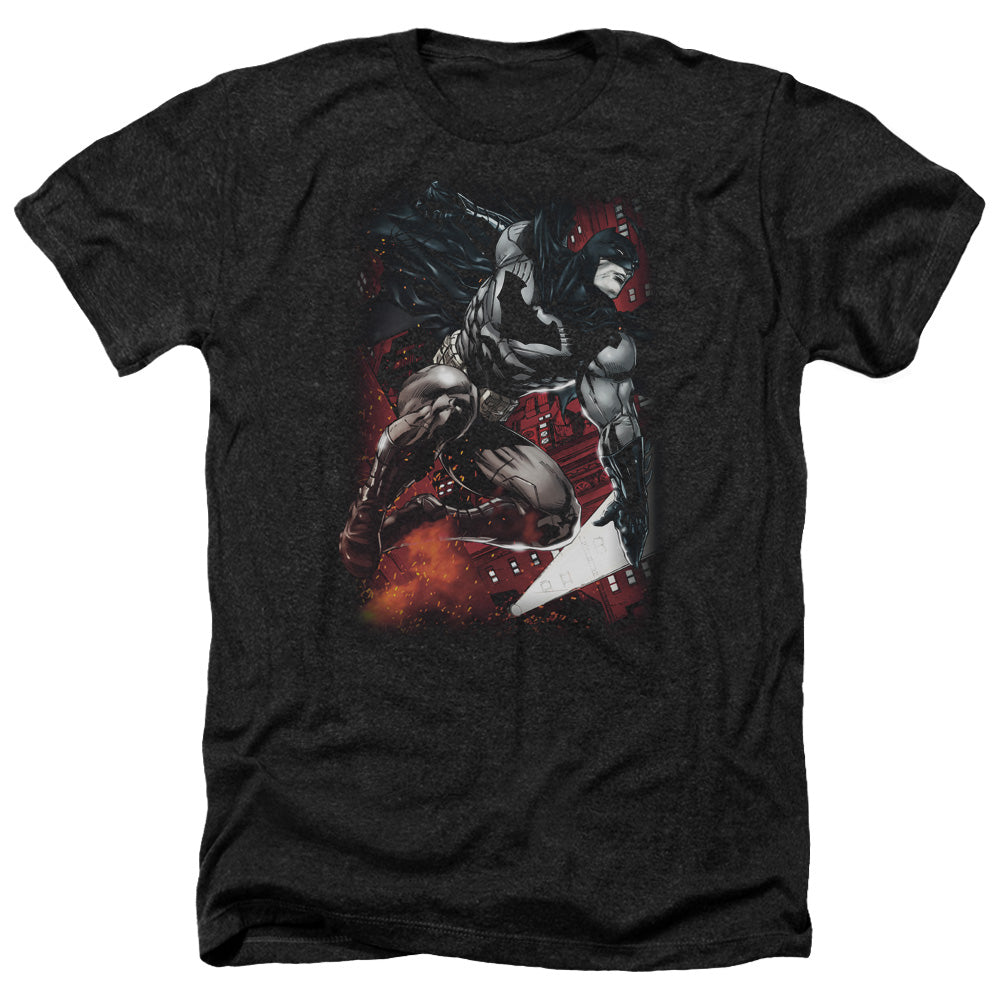 Batman Comics Sparks Leap Men's 30/1 Heather 60 40 Poly Short-Sleeve T-Shirt