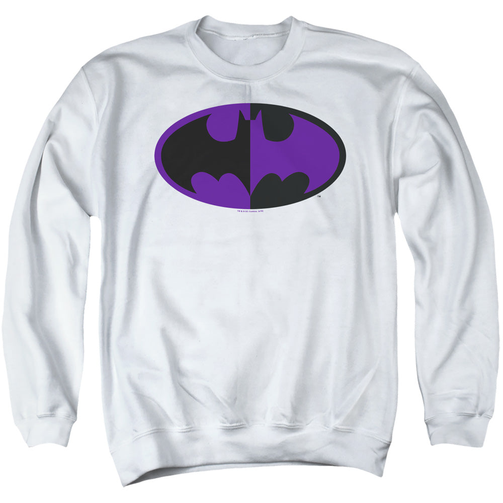 Batman Comics Split Symbol Men's Crewneck 50 50 Poly Long-Sleeve T-Shirt
