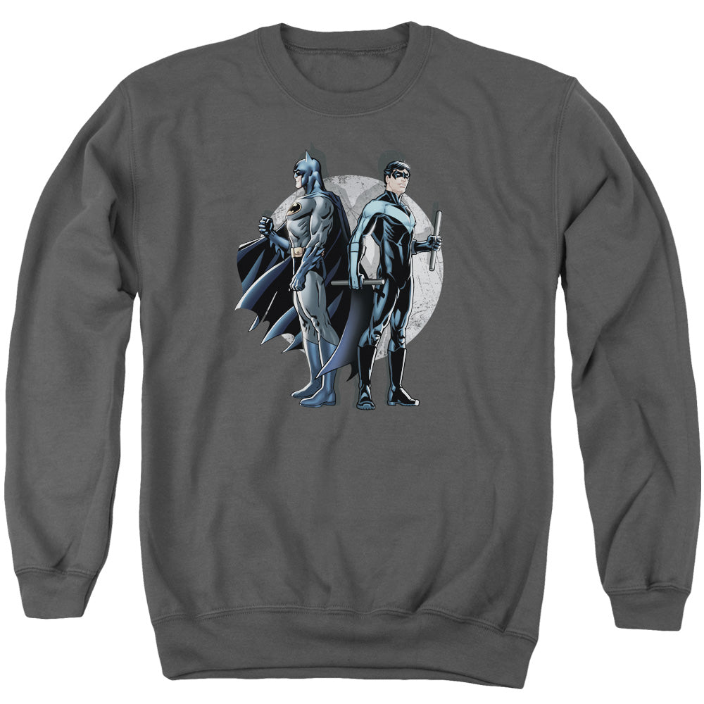 Batman Comics Spotlight Men's Crewneck 50 50 Poly Long-Sleeve T-Shirt
