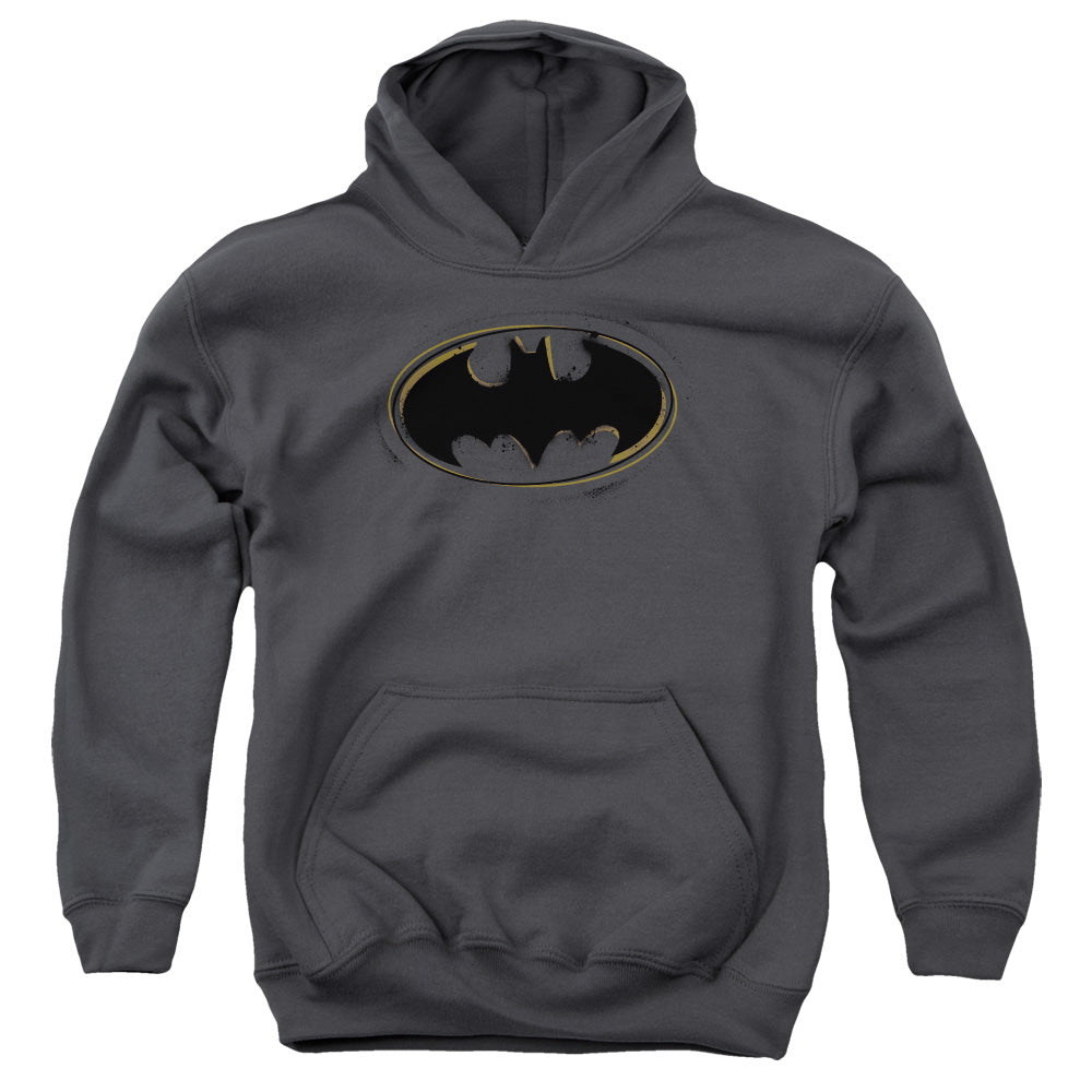 Batman Comics Spray Paint Logo Youth Cotton Poly Pull-Over Hoodie