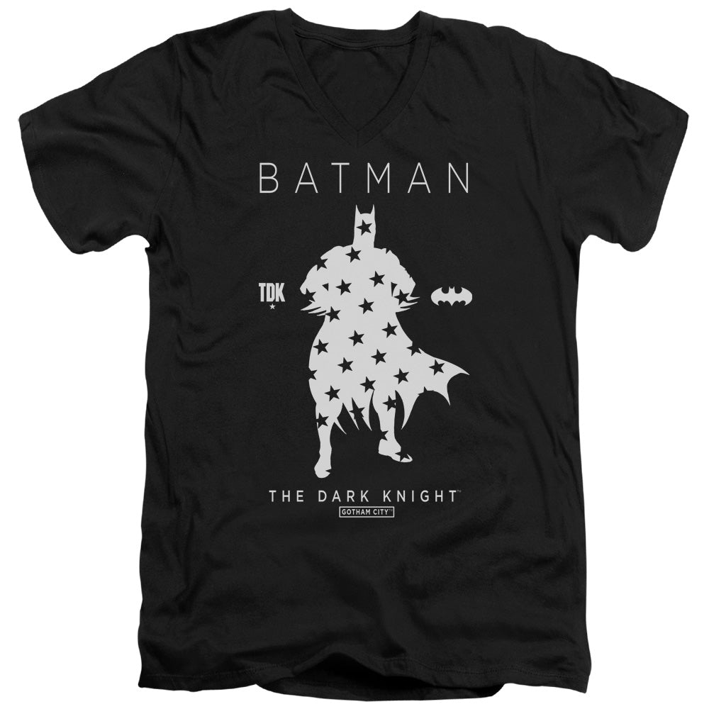 Batman Comics Star Silhouette Men's 30/1 Cotton Slim V-Neck T-Shirt