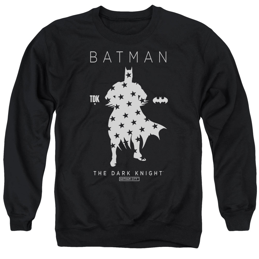 Batman Comics Star Silhouette Men's Crewneck 50 50 Poly Long-Sleeve T-Shirt