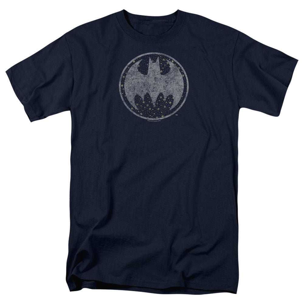 Batman Comics Starry Night Shield Men's 18/1 Cotton Short-Sleeve T-Shirt