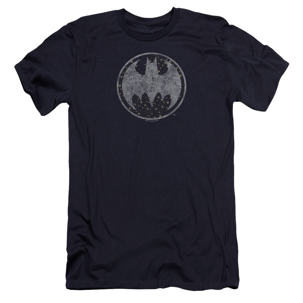 Batman Comics Starry Night Shield Men's Ultra-Soft 30/1 Cotton Slim Short-Sleeve T-Shirt