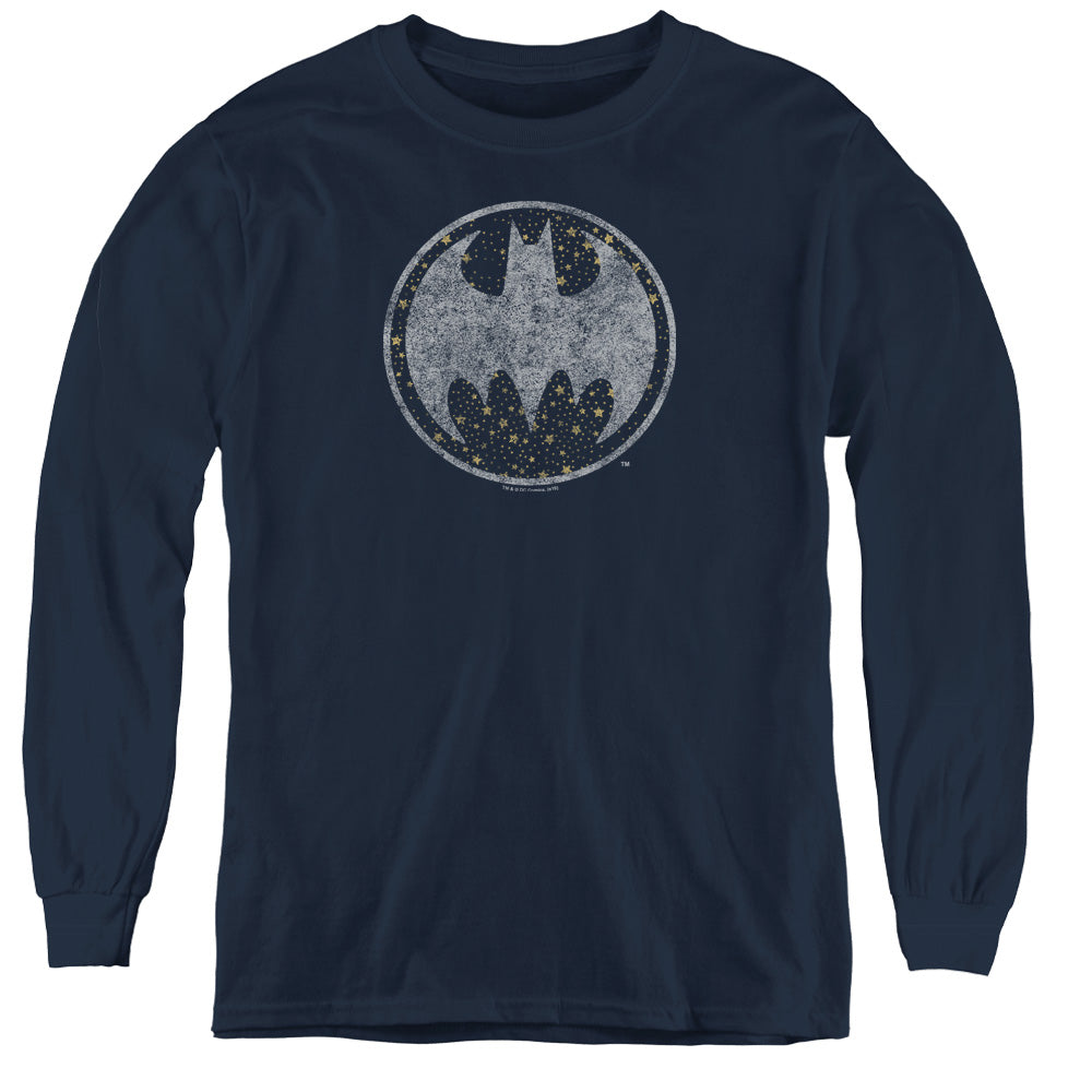 Batman Comics Starry Night Shield Youth Long-Sleeve T-Shirt