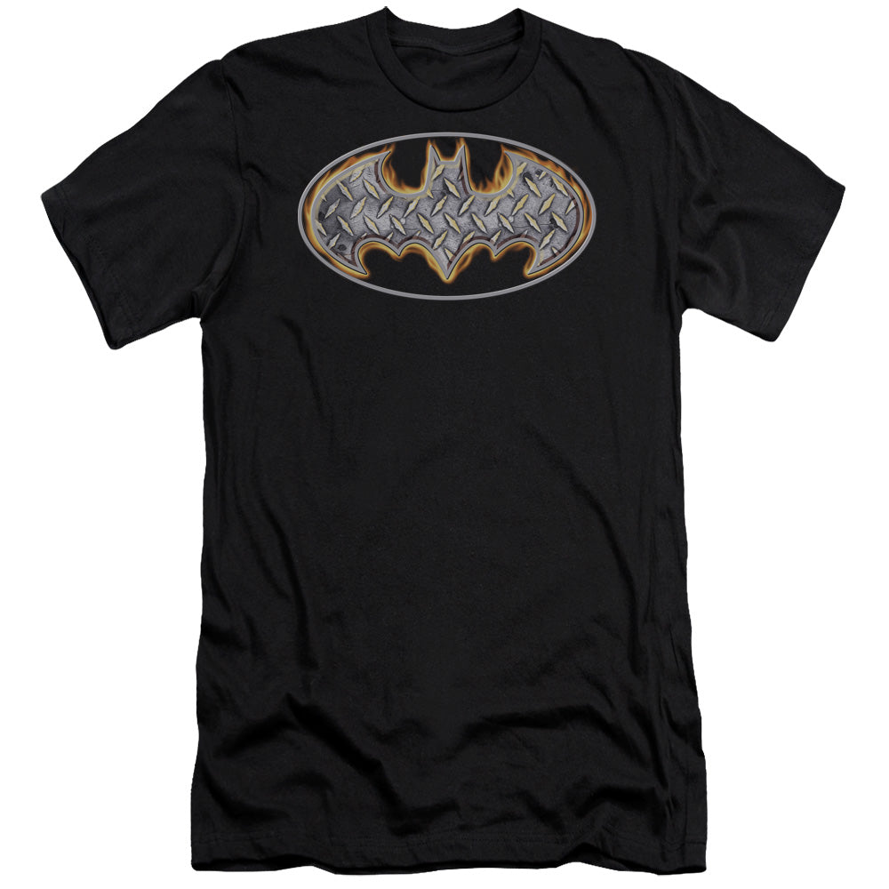 Batman Comics Steel Fire Shield Men's Ultra-Soft 30/1 Cotton Slim Short-Sleeve T-Shirt