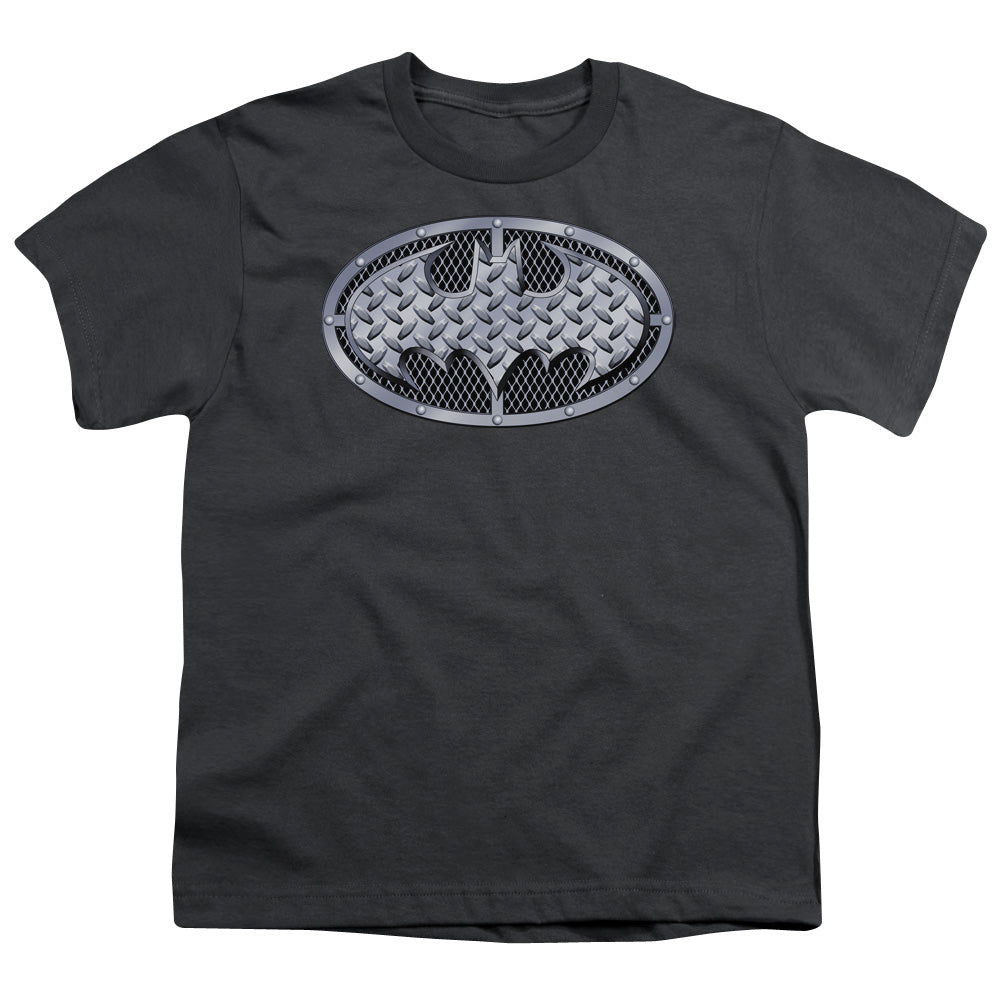 Batman Comics Steel Mesh Shield Youth 18/1 100% Cotton Short-Sleeve T-Shirt