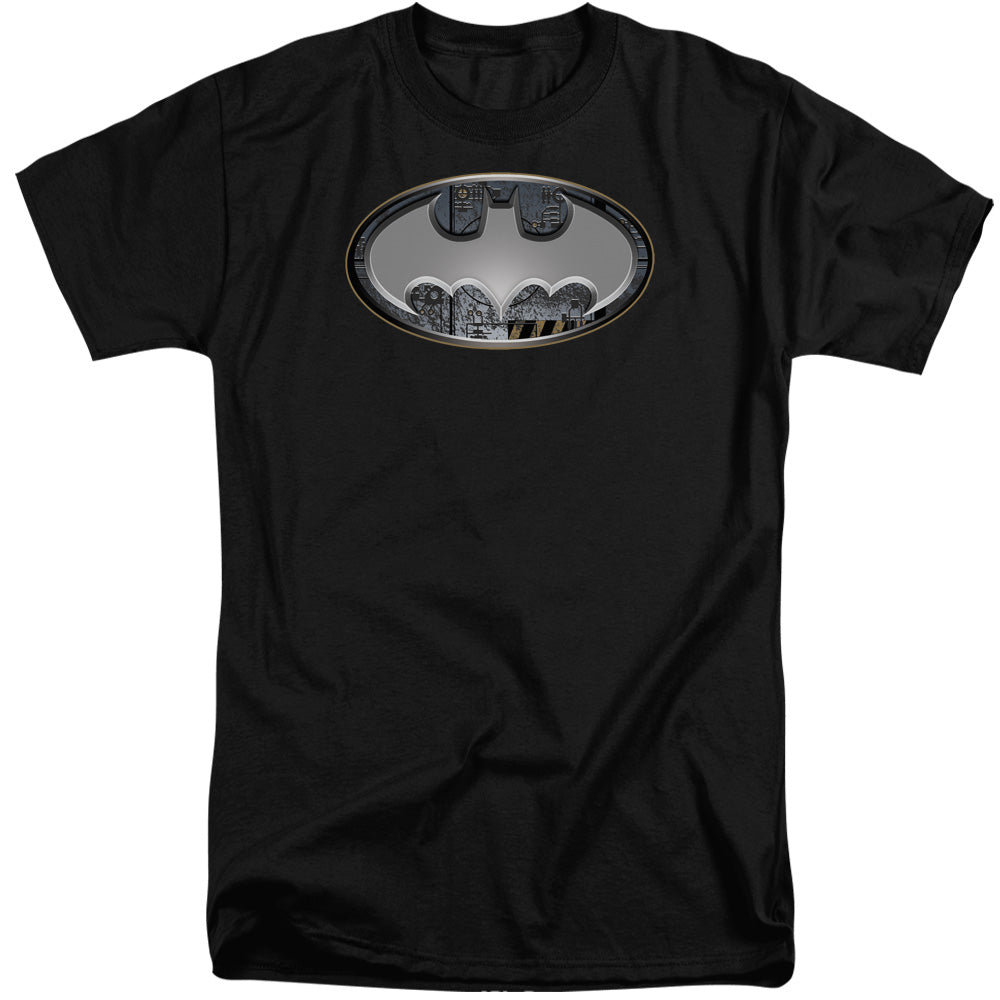 Batman Comics Steel Wall Shield Men's 18/1 Tall Cotton Short-Sleeve T-Shirt