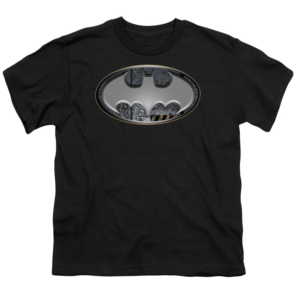 Batman Comics Steel Wall Shield Youth 18/1 100% Cotton Short-Sleeve T-Shirt