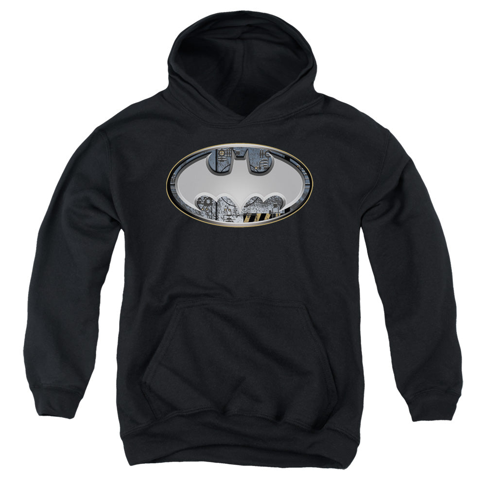 Batman Comics Steel Wall Shield Youth Cotton Poly Pull-Over Hoodie