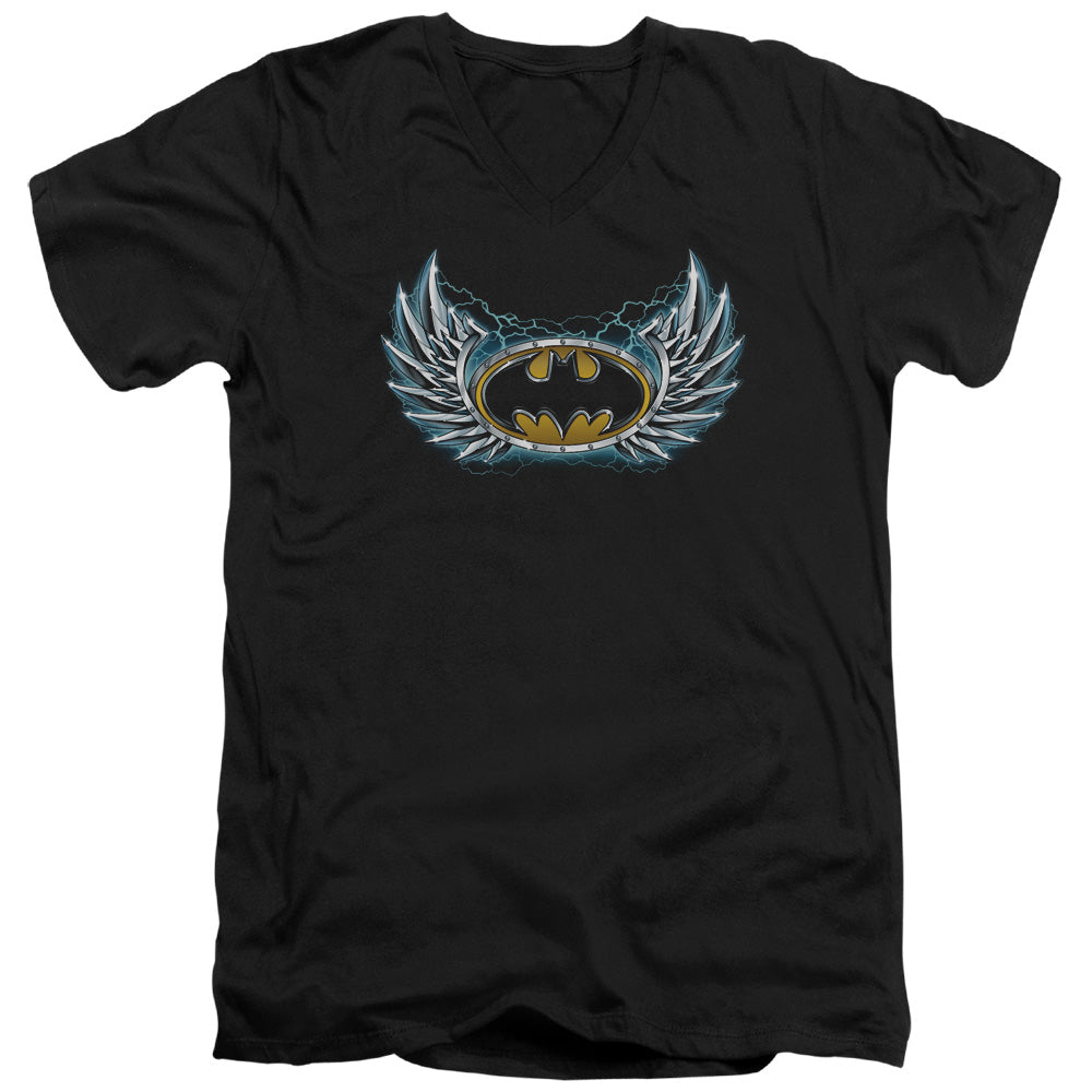 Batman Comics Steel Wings Logo Men's 30/1 Cotton Slim V-Neck T-Shirt