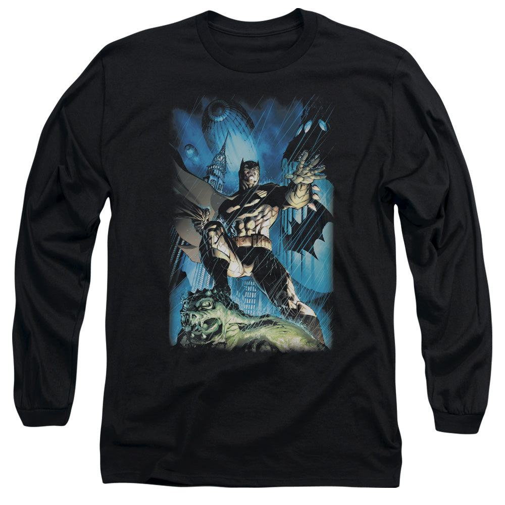 Batman Comics Stormy Dark Knight Men's 18/1 Cotton Long-Sleeve T-Shirt