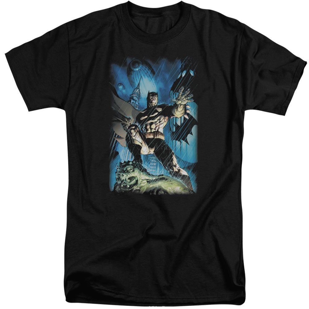 Batman Comics Stormy Dark Knight Men's 18/1 Tall Cotton Short-Sleeve T-Shirt