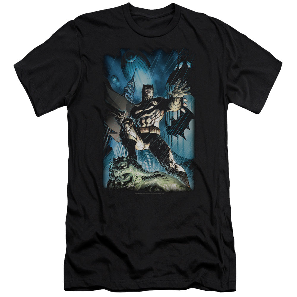 Batman Comics Stormy Dark Knight Men's Ultra-Soft 30/1 Cotton Slim Short-Sleeve T-Shirt