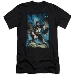 Batman Comics Stormy Dark Knight Men's Ultra-Soft 30/1 Cotton Slim Short-Sleeve T-Shirt