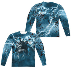 Batman Comics Stormy Knight (Front/Back Print) Men's Regular Fit Polyester Long-Sleeve T-Shirt