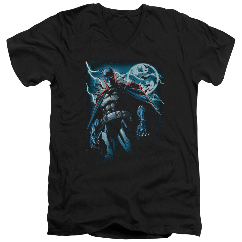 Batman Comics Stormy Knight Men's 30/1 Cotton Slim V-Neck T-Shirt