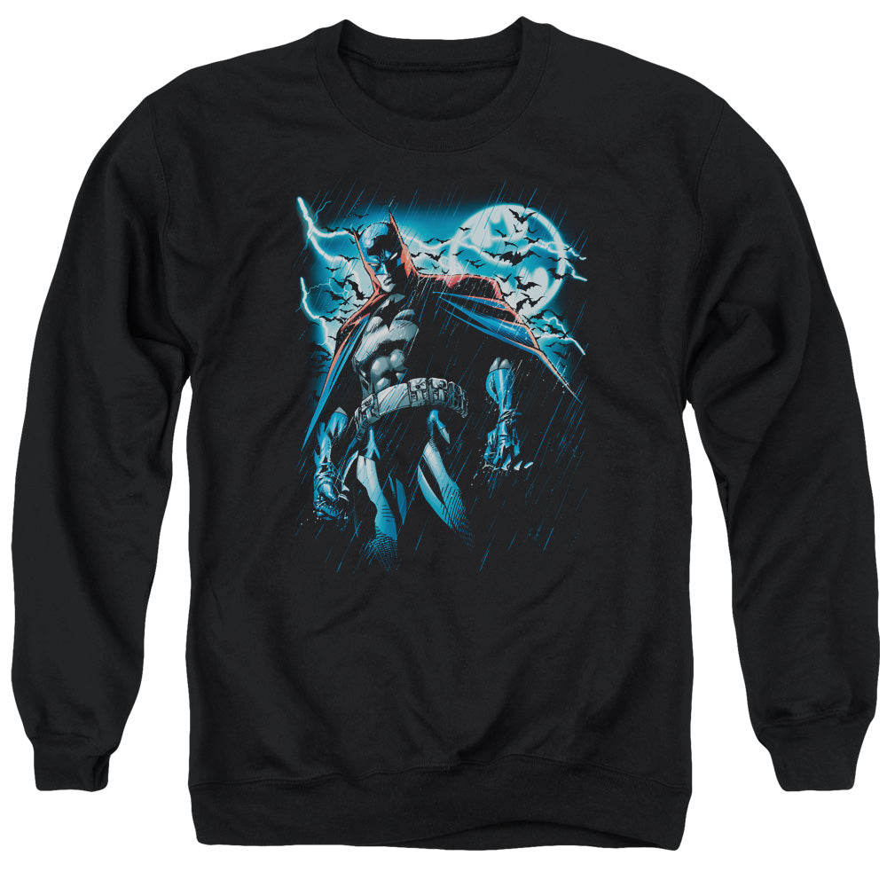 Batman Comics Stormy Knight Men's Crewneck 50 50 Poly Long-Sleeve T-Shirt