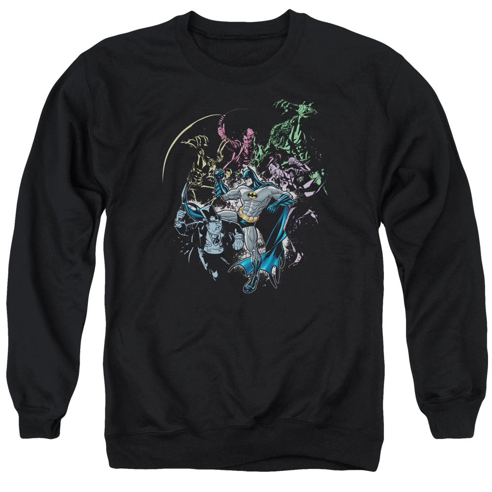 Batman Comics Surrounded Men's Crewneck 50 50 Poly Long-Sleeve T-Shirt