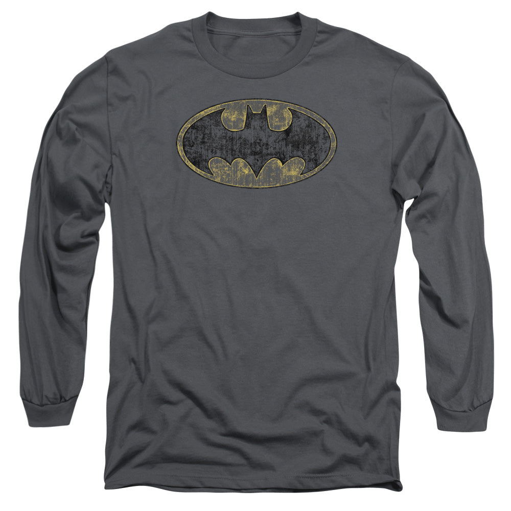 Batman Comics Tattered Logo Men's 18/1 Cotton Long-Sleeve T-Shirt