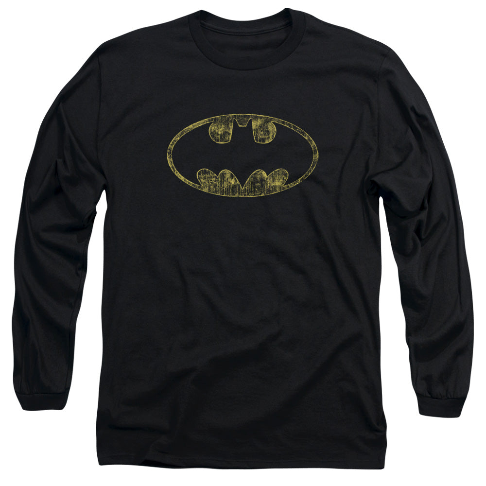 Batman Comics Tattered Logo Men's 18/1 Cotton Long-Sleeve T-Shirt