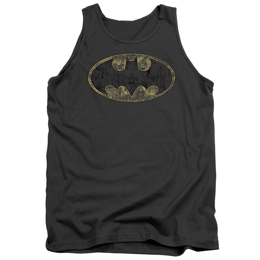 Batman Comics Tattered Logo Men's 18/1 Cotton Tank Top