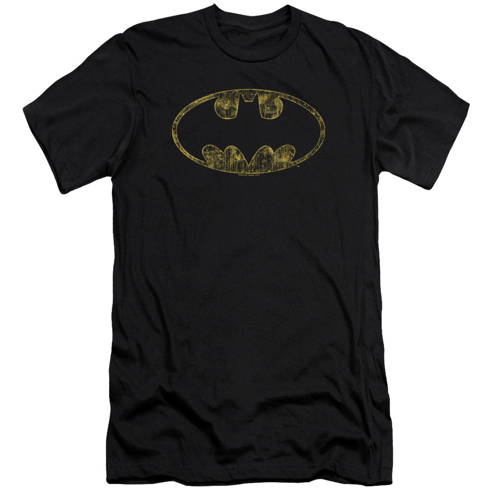 Batman Comics Tattered Logo Men's Ultra-Soft 30/1 Cotton Slim Short-Sleeve T-Shirt