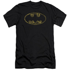 Batman Comics Tattered Logo Men's Ultra-Soft 30/1 Cotton Slim Short-Sleeve T-Shirt