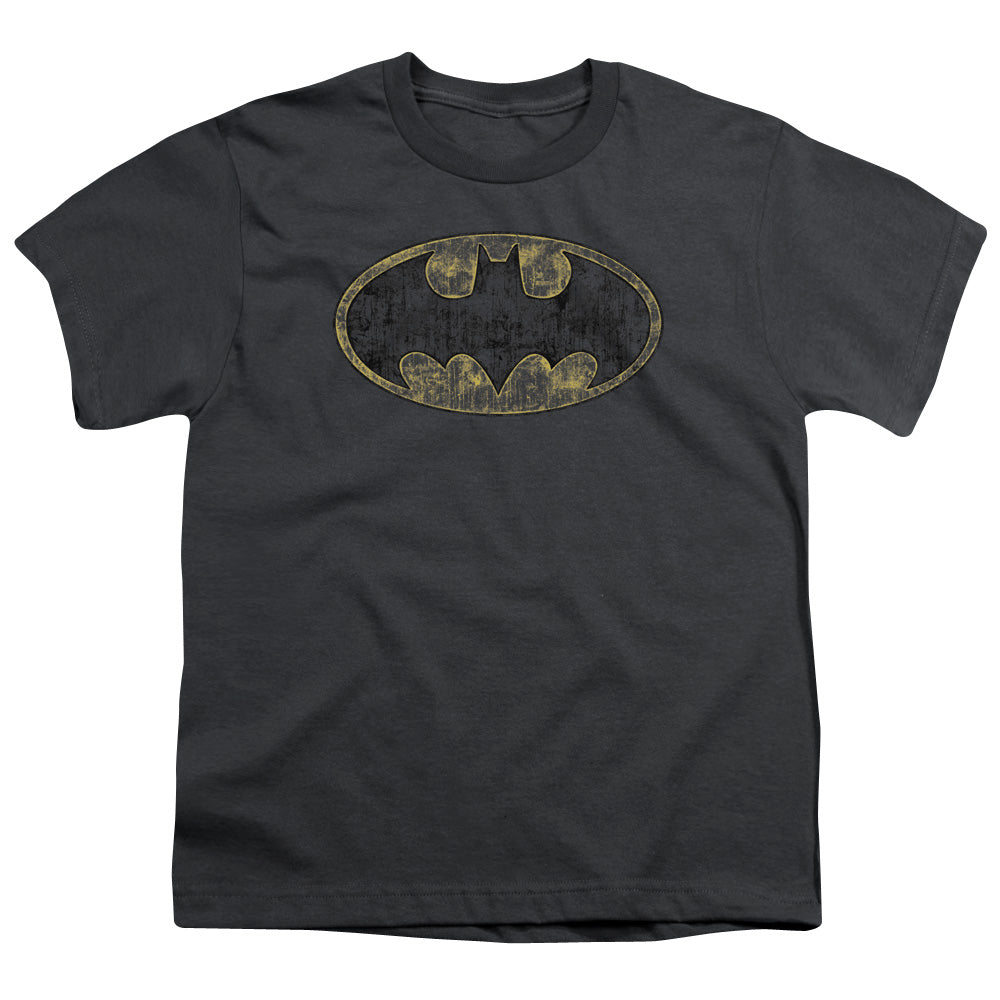 Batman Comics Tattered Logo Youth 18/1 100% Cotton Short-Sleeve T-Shirt
