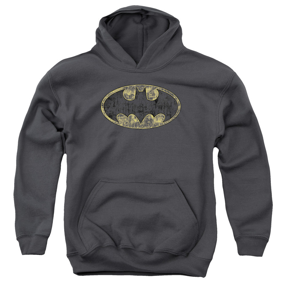 Batman Comics Tattered Logo Youth Cotton Poly Pull-Over Hoodie