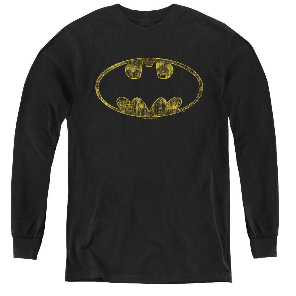 Batman Comics Tattered Logo Youth Long-Sleeve T-Shirt