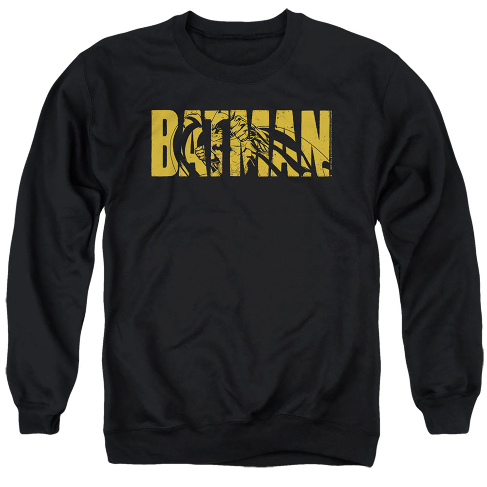 Batman Comics Text On Black Men's Crewneck 50 50 Poly Long-Sleeve T-Shirt