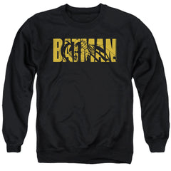 Batman Comics Text On Black Men's Crewneck 50 50 Poly Long-Sleeve T-Shirt
