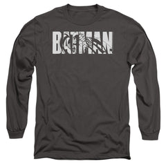 Batman Comics Text On Gray Men's 18/1 Cotton Long-Sleeve T-Shirt