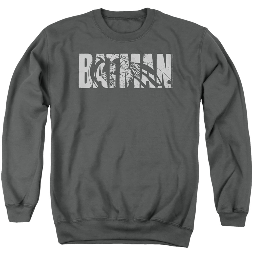Batman Comics Text On Gray Men's Crewneck 50 50 Poly Long-Sleeve T-Shirt